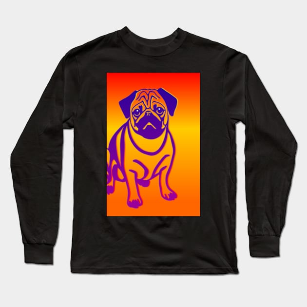 Pug Pop Art Long Sleeve T-Shirt by ArtFactoryAI